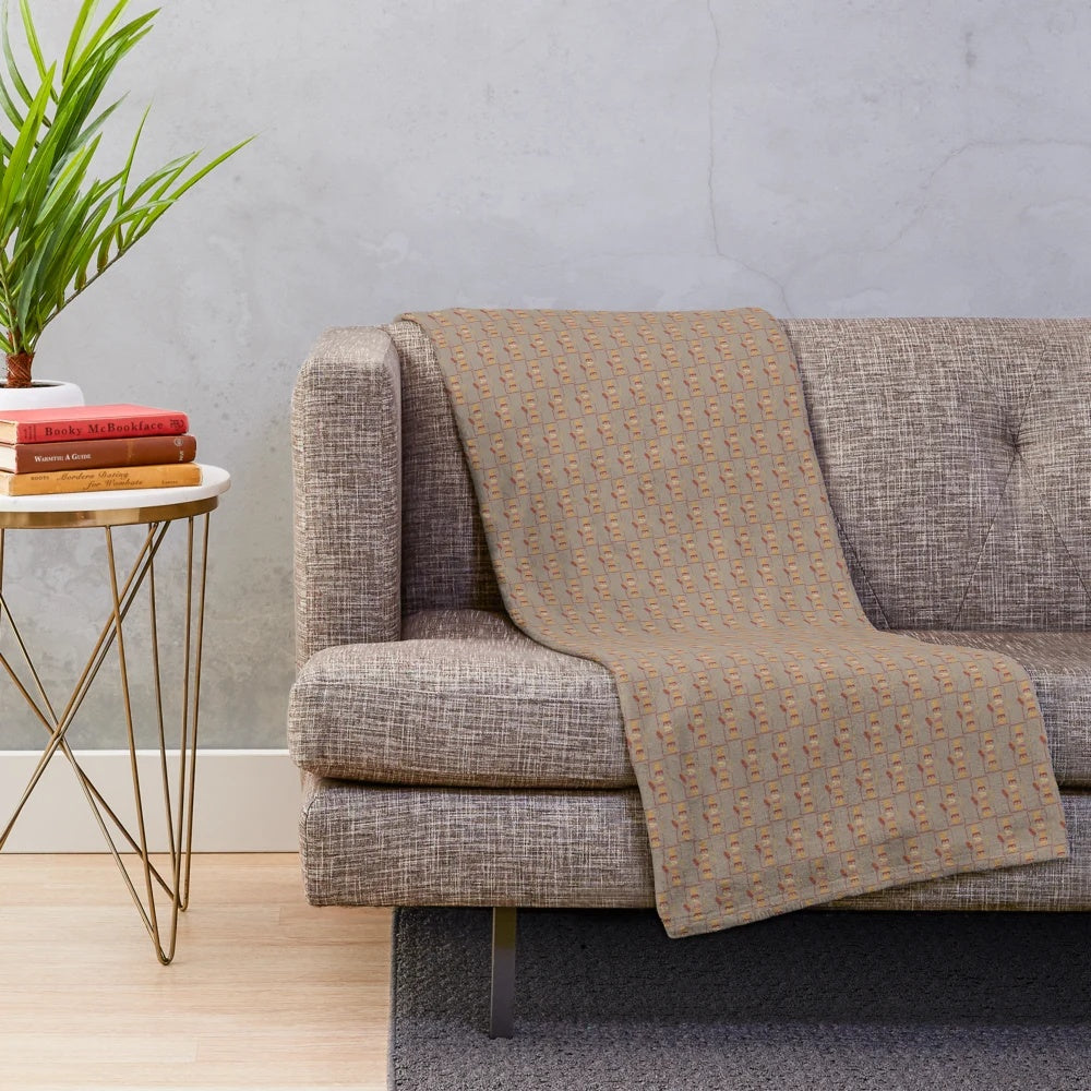 Autumn plush blanket with vibrant red and brown fall leaves
