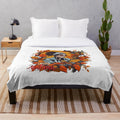 Autumn Vibes Cozy Plush Blanket with Urban Fall Aesthetic Art