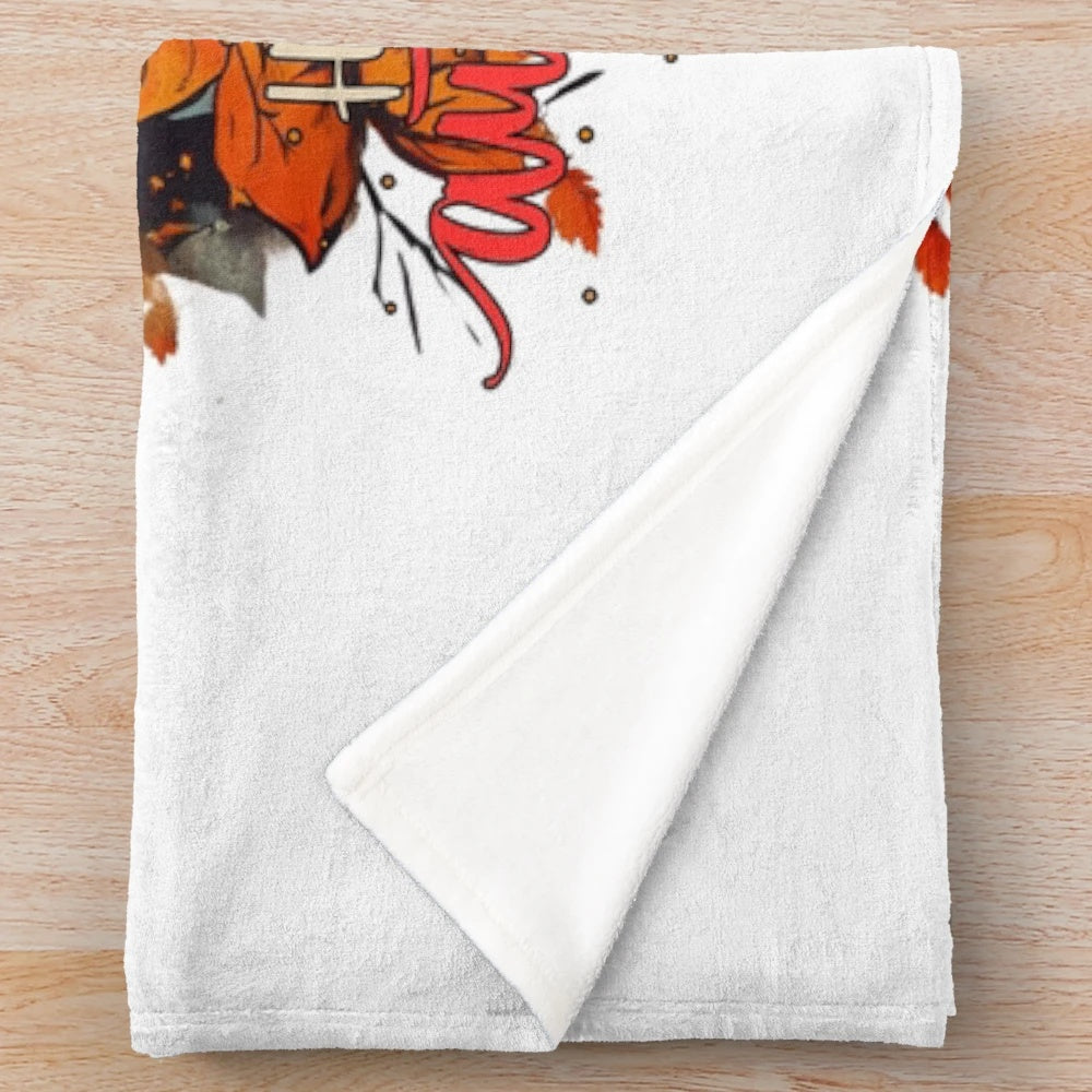 Autumn Vibes Cozy Plush Blanket with Urban Fall Aesthetic Art
