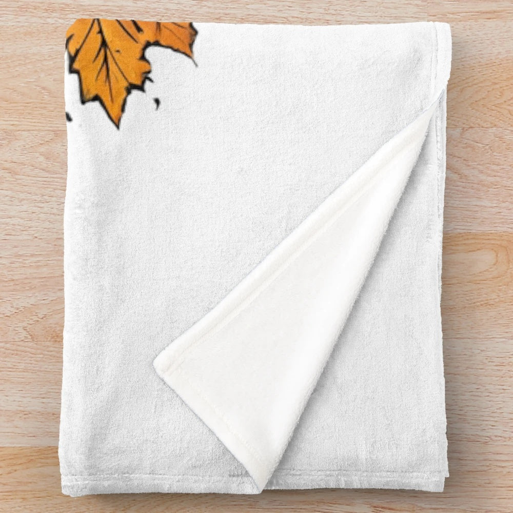 Cozy autumn vibes plush blanket featuring urban street art-inspired fall design