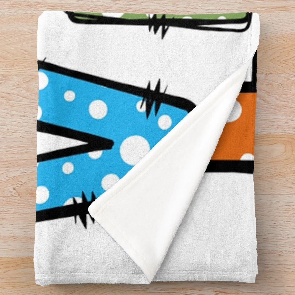 Soft and cozy plush throw blanket with fall leaves and pumpkin pattern