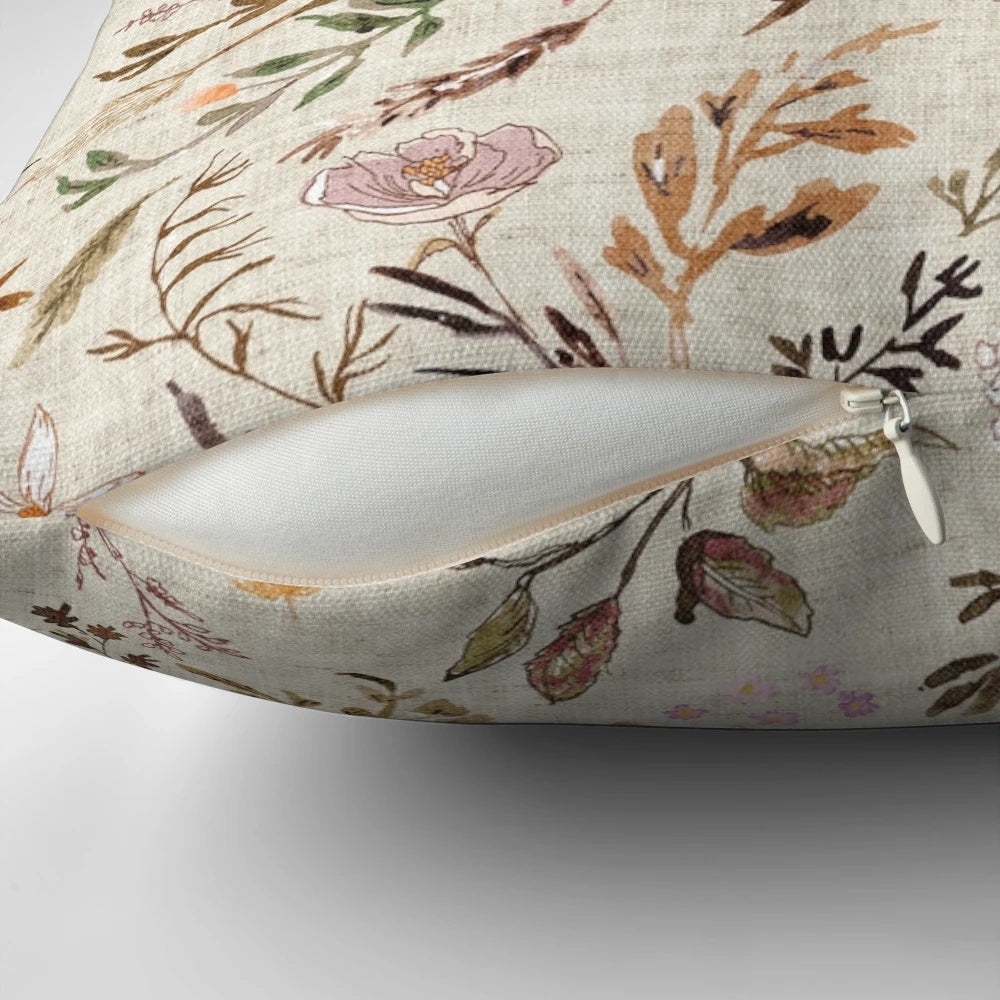 Delilah (autumn) Pillow - Watercolor floral design with dark florals and romantic vintage style
