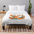 Autumn-themed plush blanket featuring a watercolor-style design of a cute squirrel and fall foliage