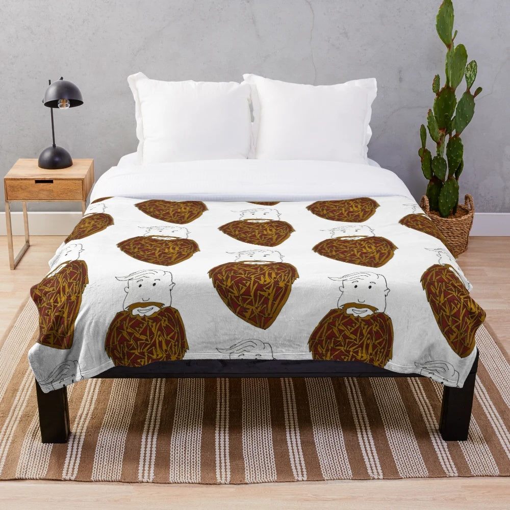 Soft and cozy plush blanket with an autumnal beard pattern design