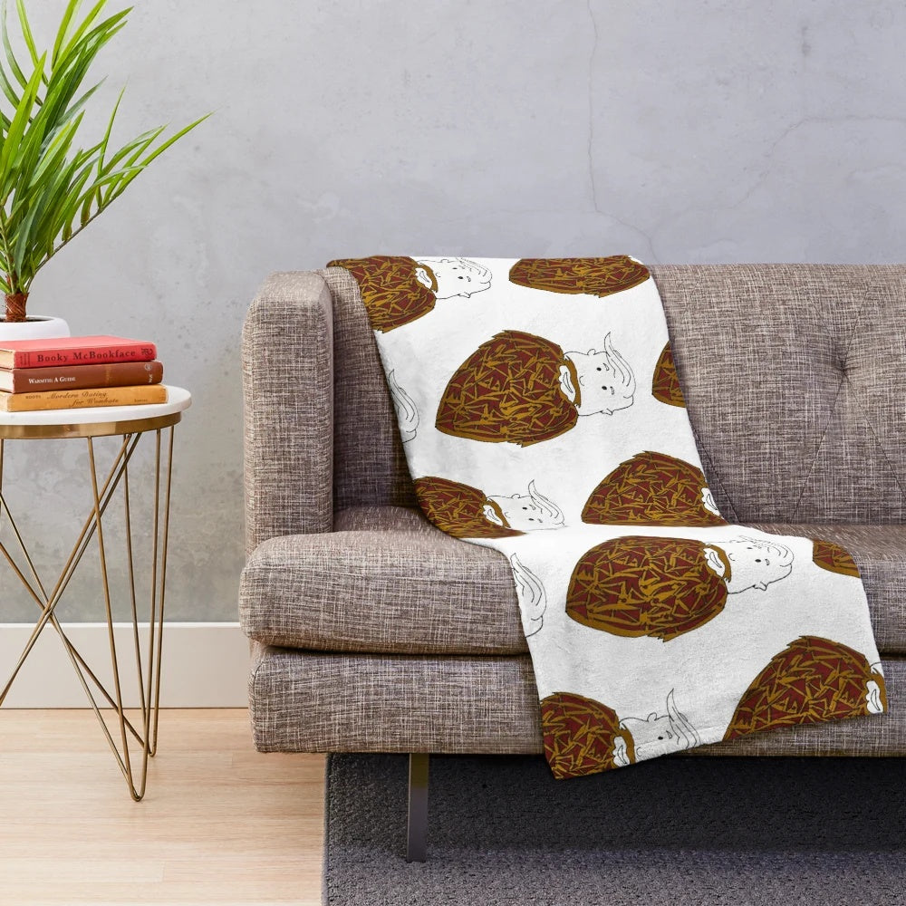 Soft and cozy plush blanket with an autumnal beard pattern design