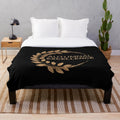 Autumnal Elegance Plush Blanket with Botanical Wreath Design