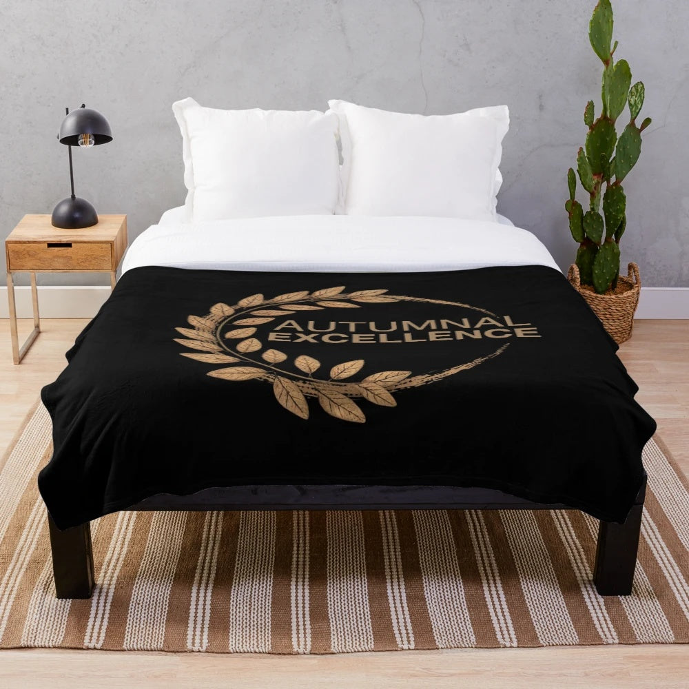 Autumnal Elegance Plush Blanket with Botanical Wreath Design