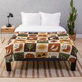 Fall equinox plush blanket with botanical and nature-inspired design