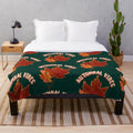 Cozy and soft plush blanket with a beautiful autumnal maple leaf pattern