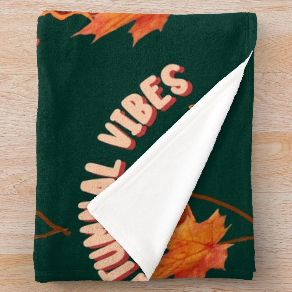 Cozy and soft plush blanket with a beautiful autumnal maple leaf pattern