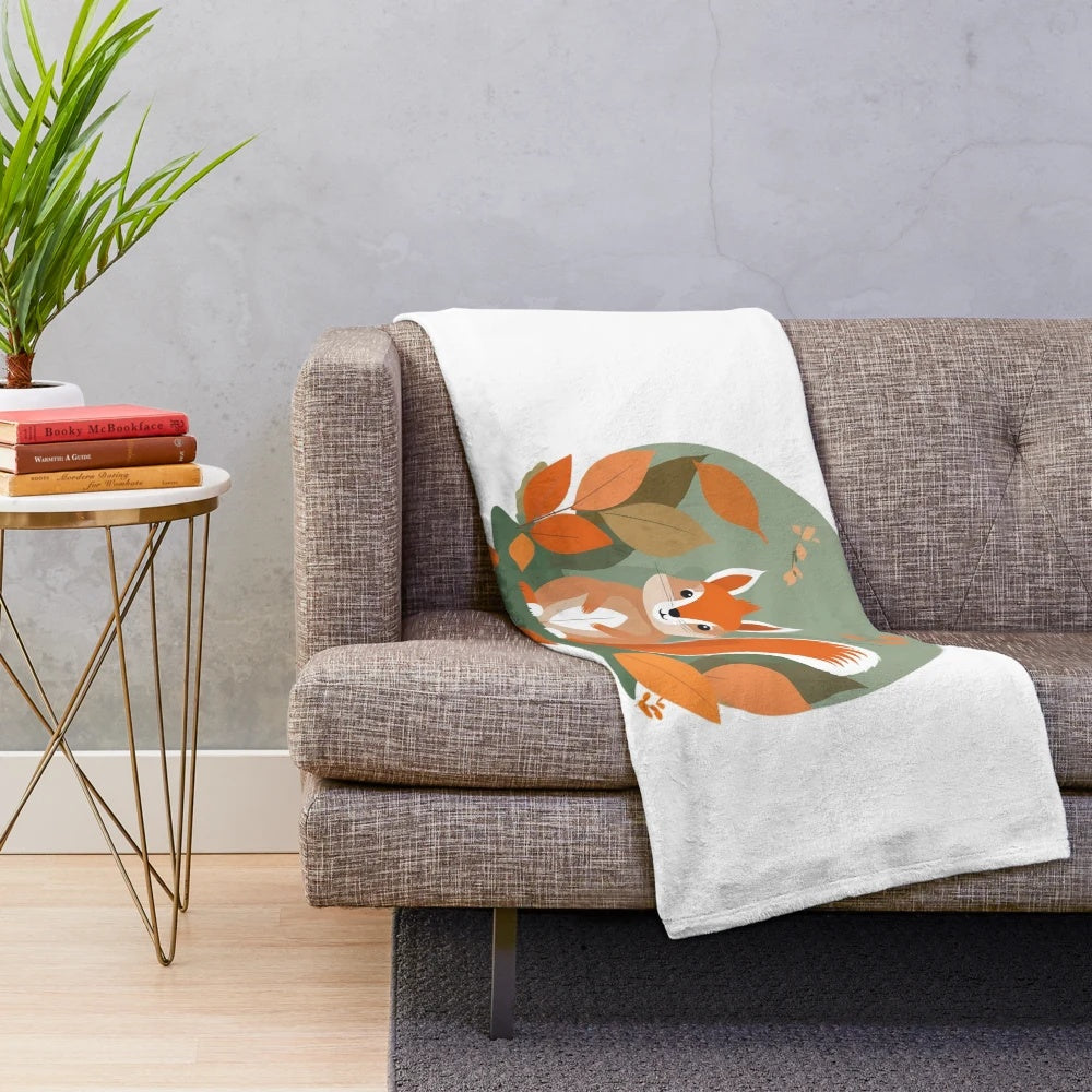 Autumnal Wildlife Plush Blanket showcasing enchanting fall animal artwork