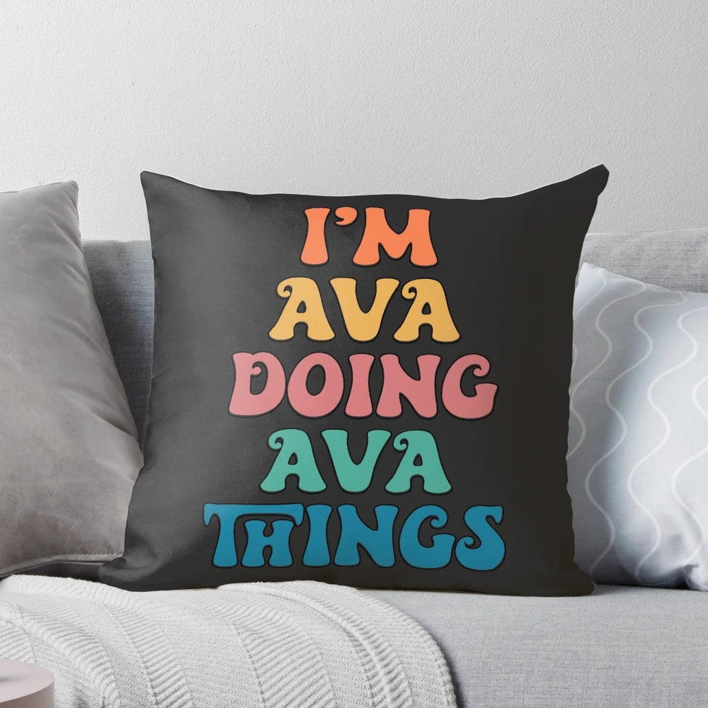 Ava Funny Retro First Name Pillow