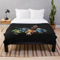 Avatar The Last Airbender inspired group plush blanket featuring Aang, Zuko, Appa, Sokka, Katara, and Korra