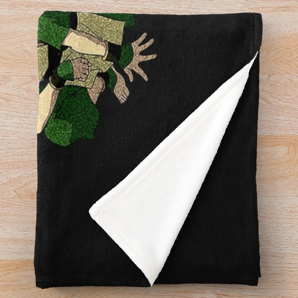 Avatar The Last Airbender inspired group plush blanket featuring Aang, Zuko, Appa, Sokka, Katara, and Korra
