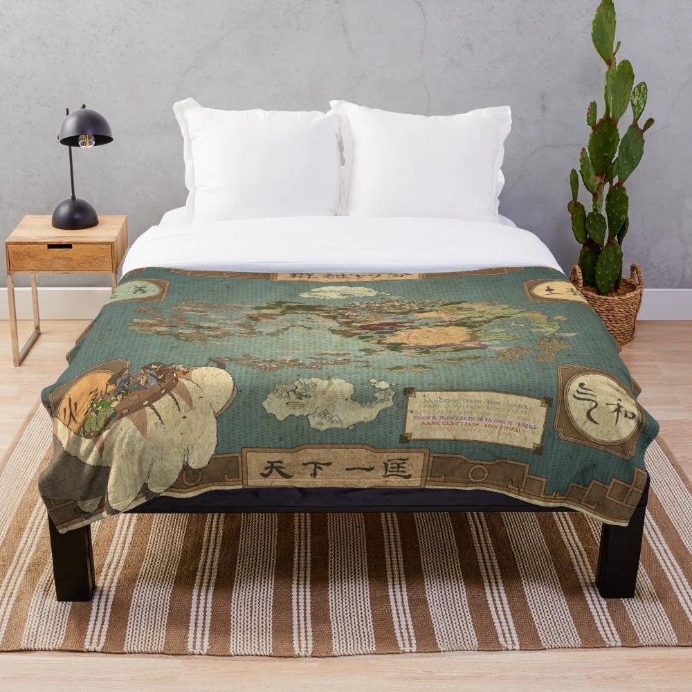 Avatar The Last Airbender inspired plush blanket featuring a map design