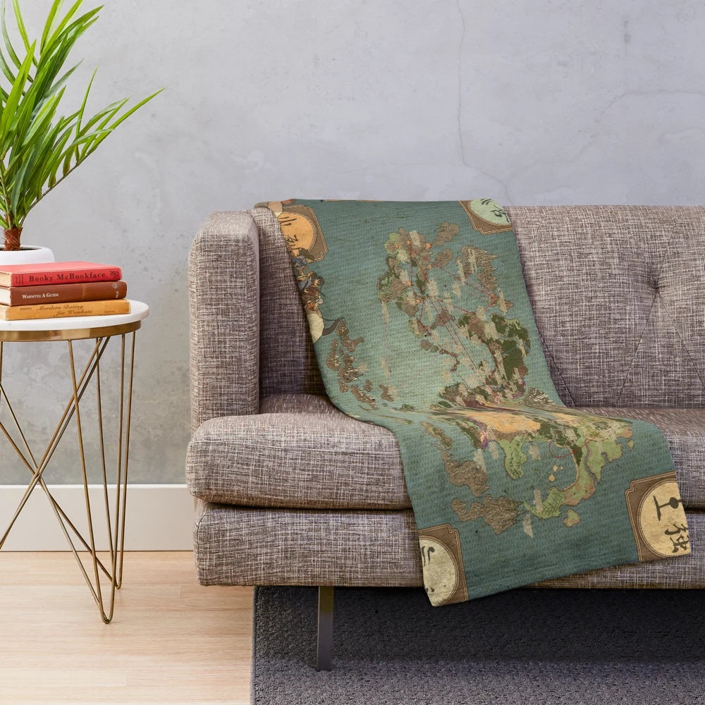 Avatar The Last Airbender inspired plush blanket featuring a map design