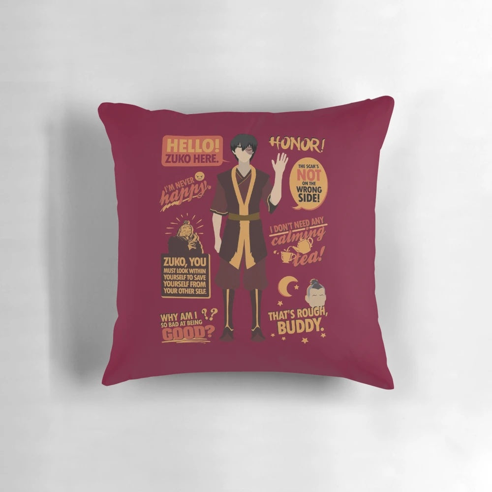 Decorative pillow featuring the character Zuko from the anime series Avatar: The Last Airbender