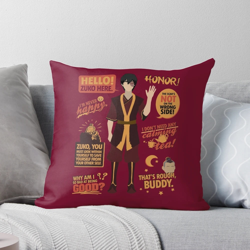 Decorative pillow featuring the character Zuko from the anime series Avatar: The Last Airbender