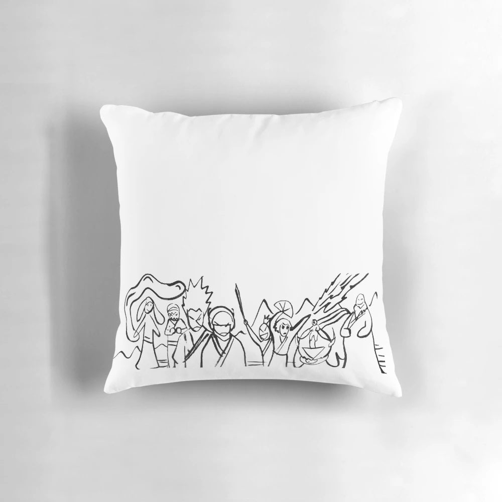 Avatar: The Last Airbender Sokka's Drawing Decorative Pillow, featuring Sokka's iconic drawing from the beloved cartoon series.
