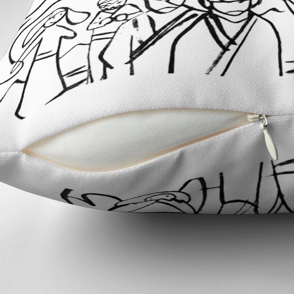 Avatar: The Last Airbender Sokka's Drawing Decorative Pillow, featuring Sokka's iconic drawing from the beloved cartoon series.