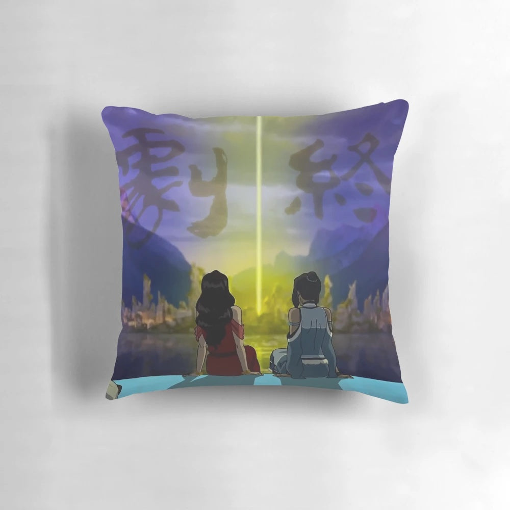 Korrasami themed throw pillow with end credits design from Avatar: The Legend of Korra