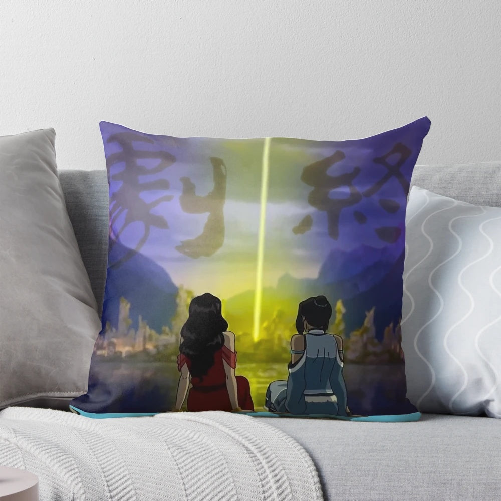 Korrasami themed throw pillow with end credits design from Avatar: The Legend of Korra