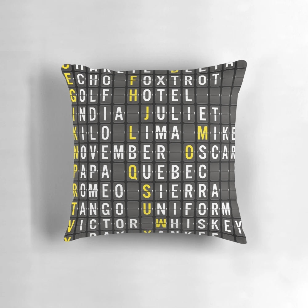 Alpha-Bravo-Charlie Pillow featuring the aviation alphabet