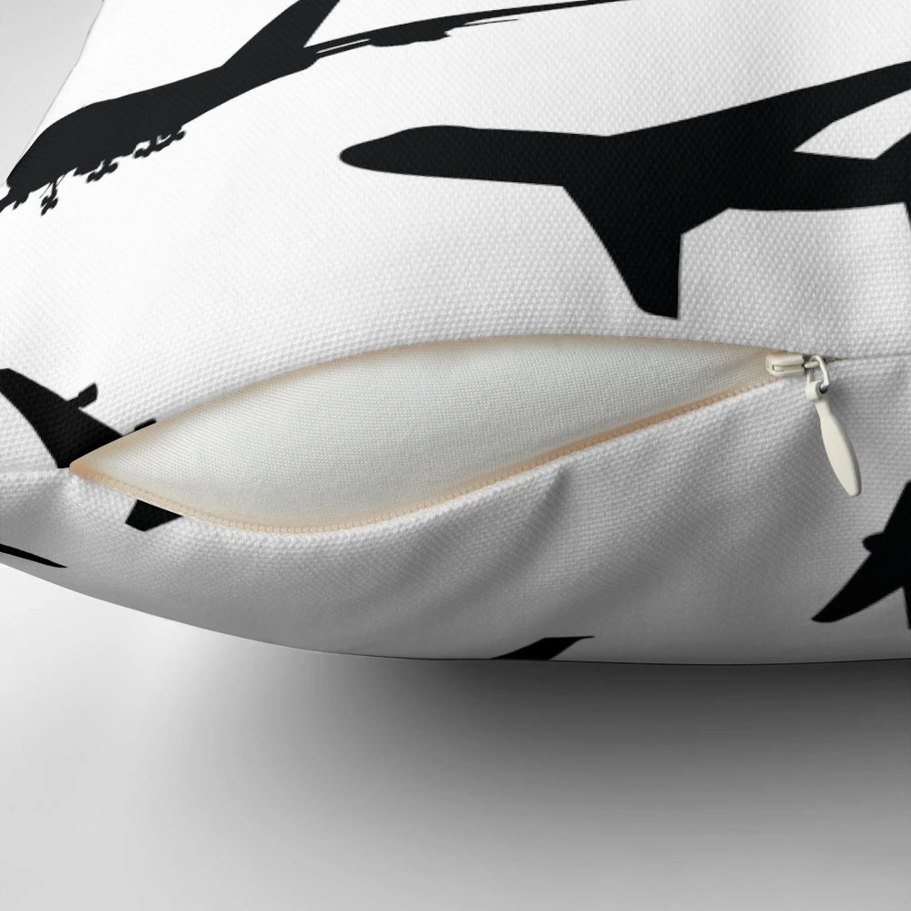 A plush and comfortable pillow designed with aviation-themed graphics and patterns.