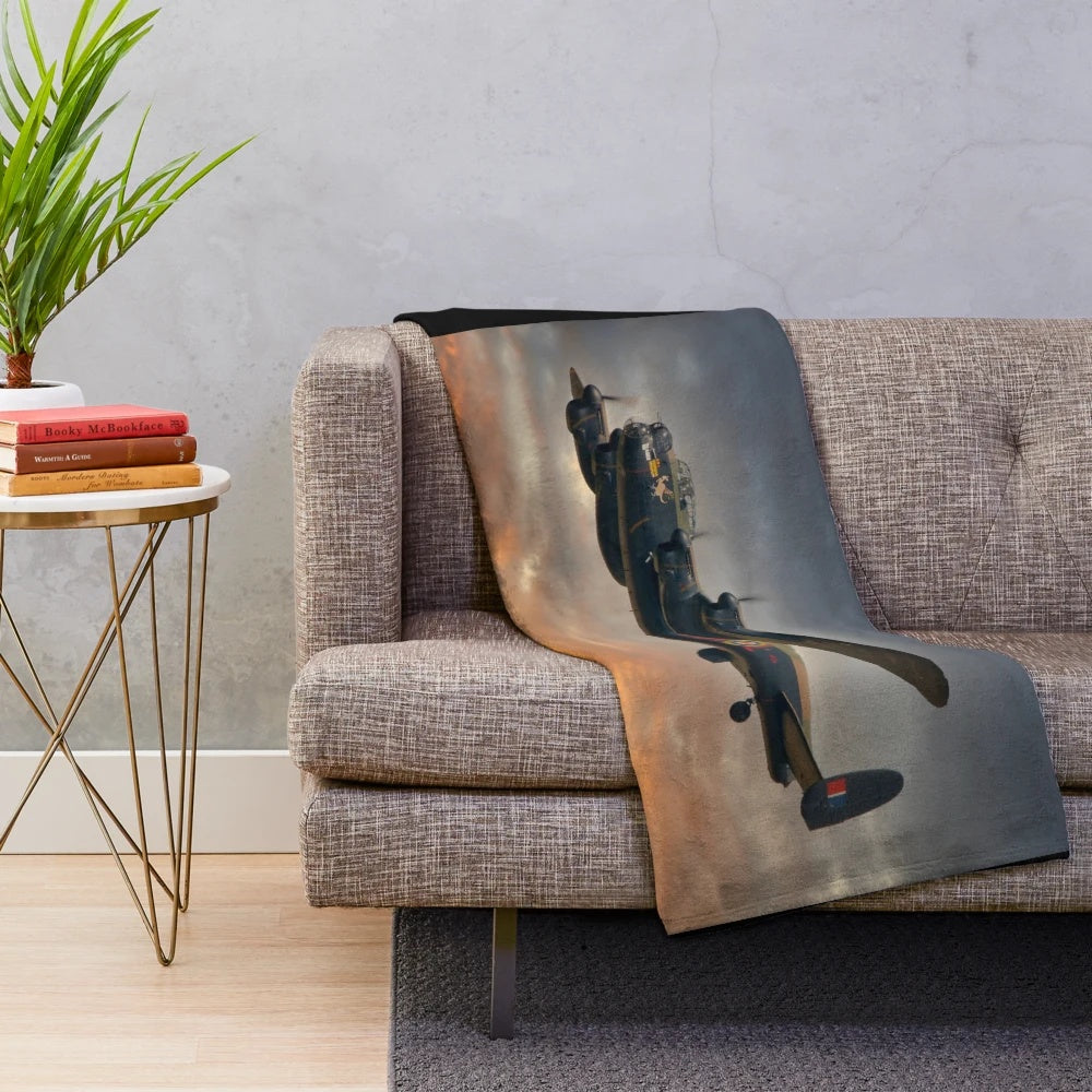 Avro Lancaster World War 2 Aircraft Inspired Plush Blanket