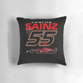Photographic pillow featuring a close-up image of Carlos Sainz, a prominent Formula 1 racing driver.