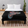 Motocross wheelie plush blanket featuring a watercolor motorcycle design