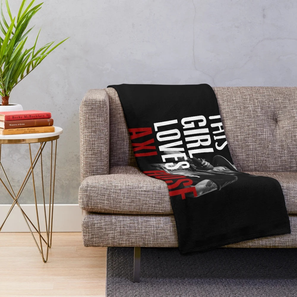 Plush blanket featuring a portrait of Axl Rose, the iconic lead singer of Guns N' Roses