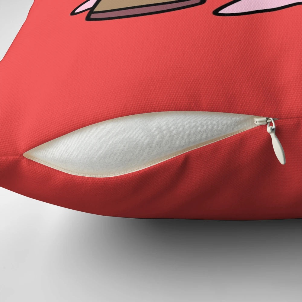 An axolotl playing a djembe drum, a unique and whimsical musical instrument-themed pillow.