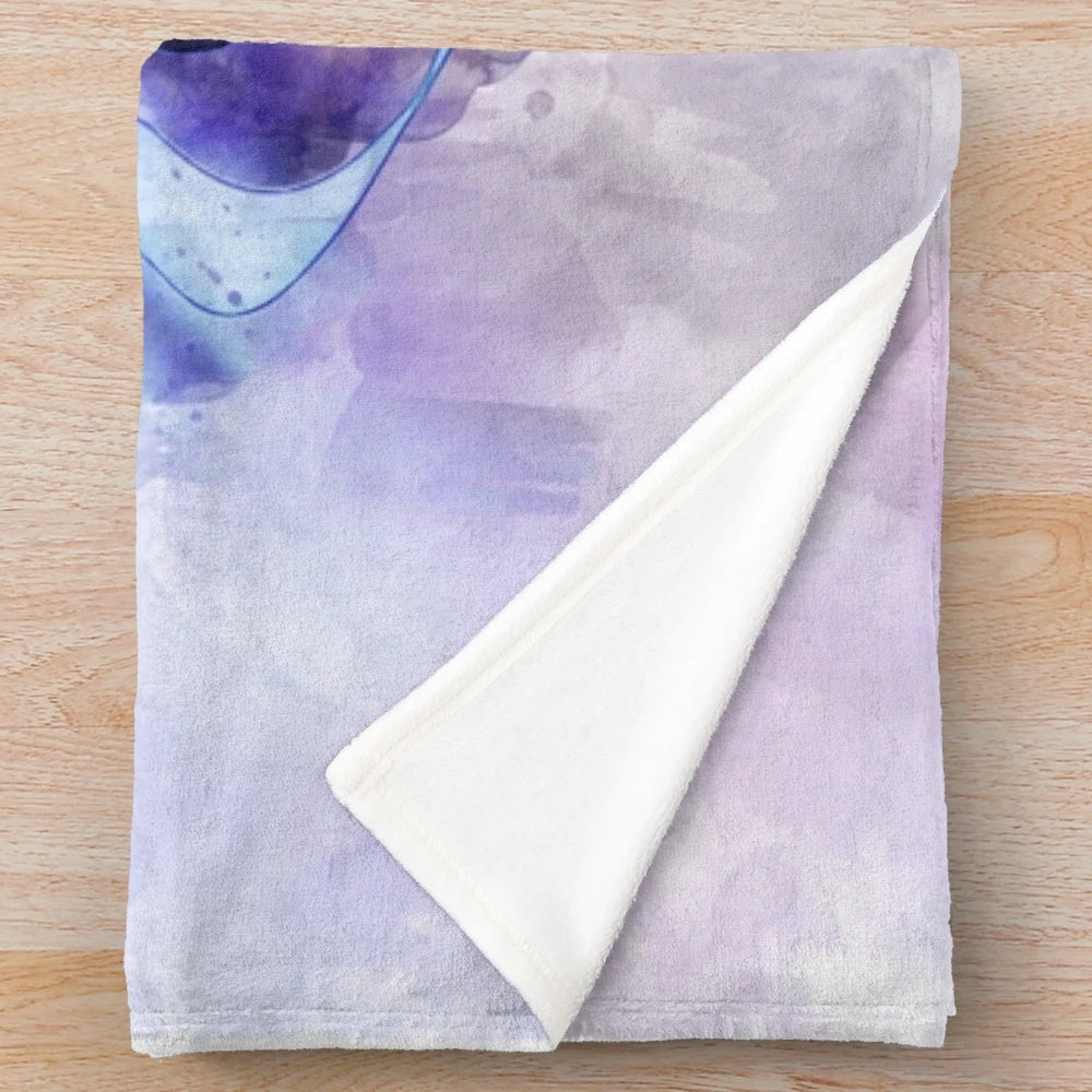 Genshin Impact Ayaka themed plush blanket with watercolor art