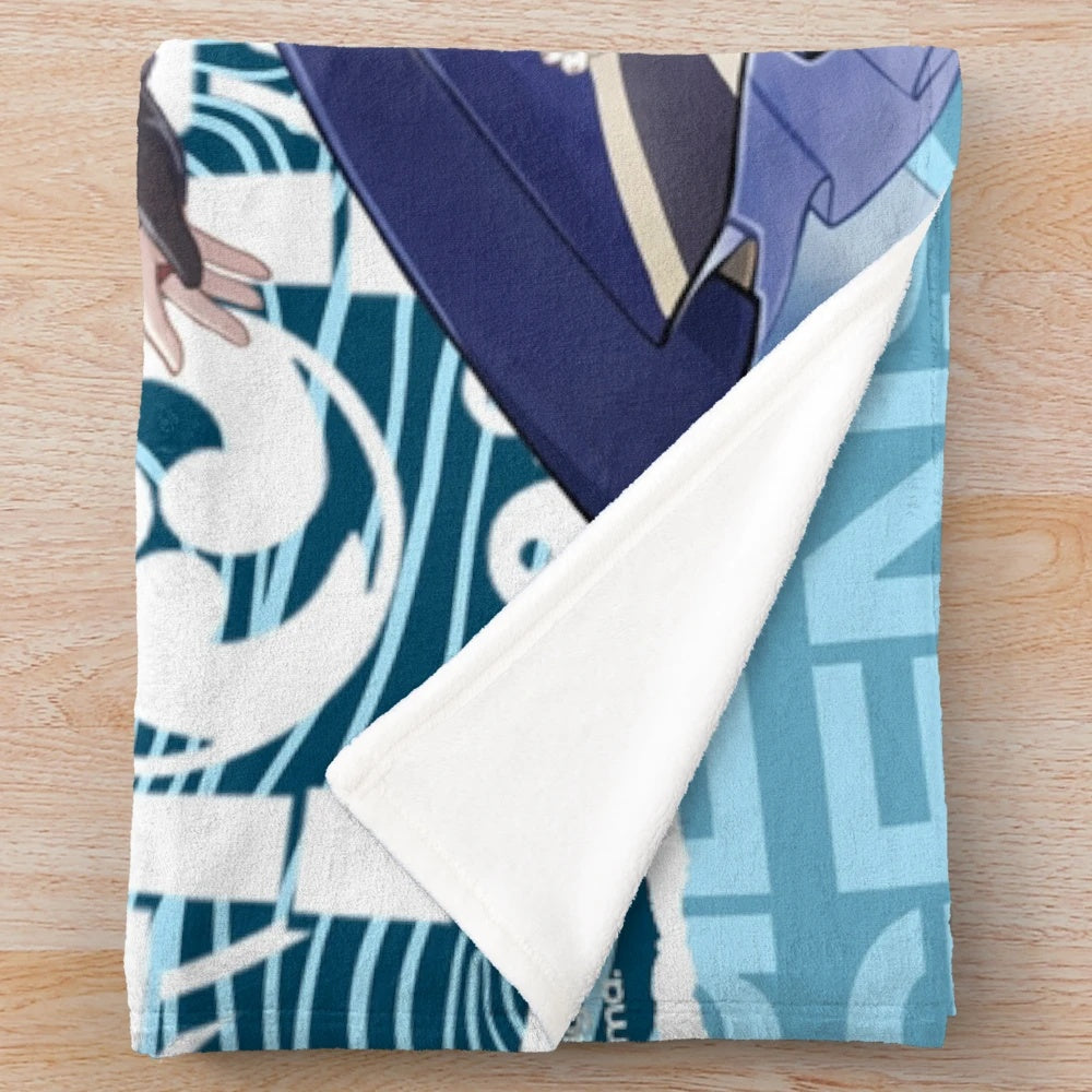 Genshin Impact Ayaka Inspired Plush Blanket with Heron Design