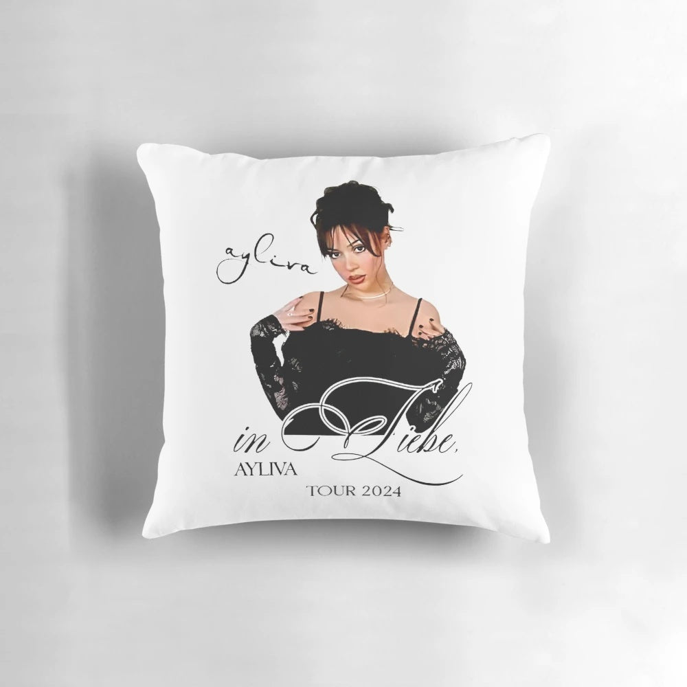 Ayliva's "In Liebe Tour 2024" Pillow - Minimalist Design with Emo-Inspired Imagery