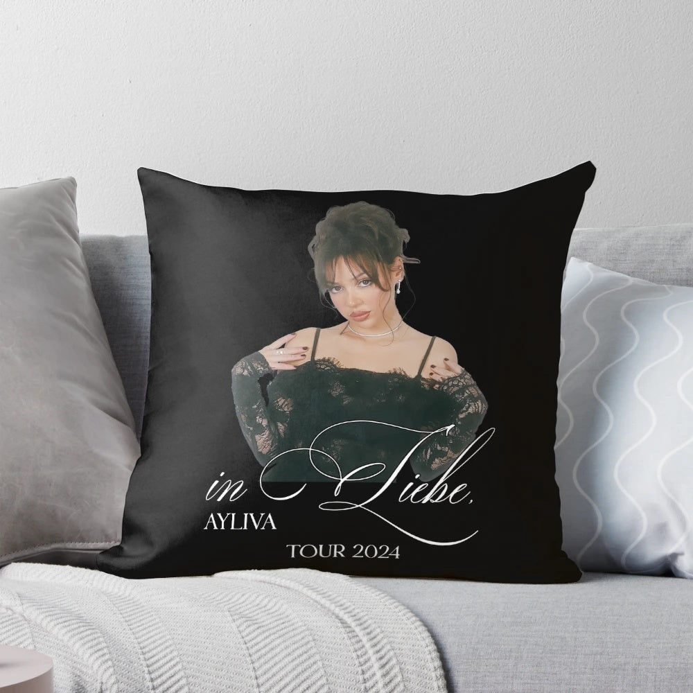 Ayliva's 'In Liebe' album cover-inspired pillow with a striking black heart design