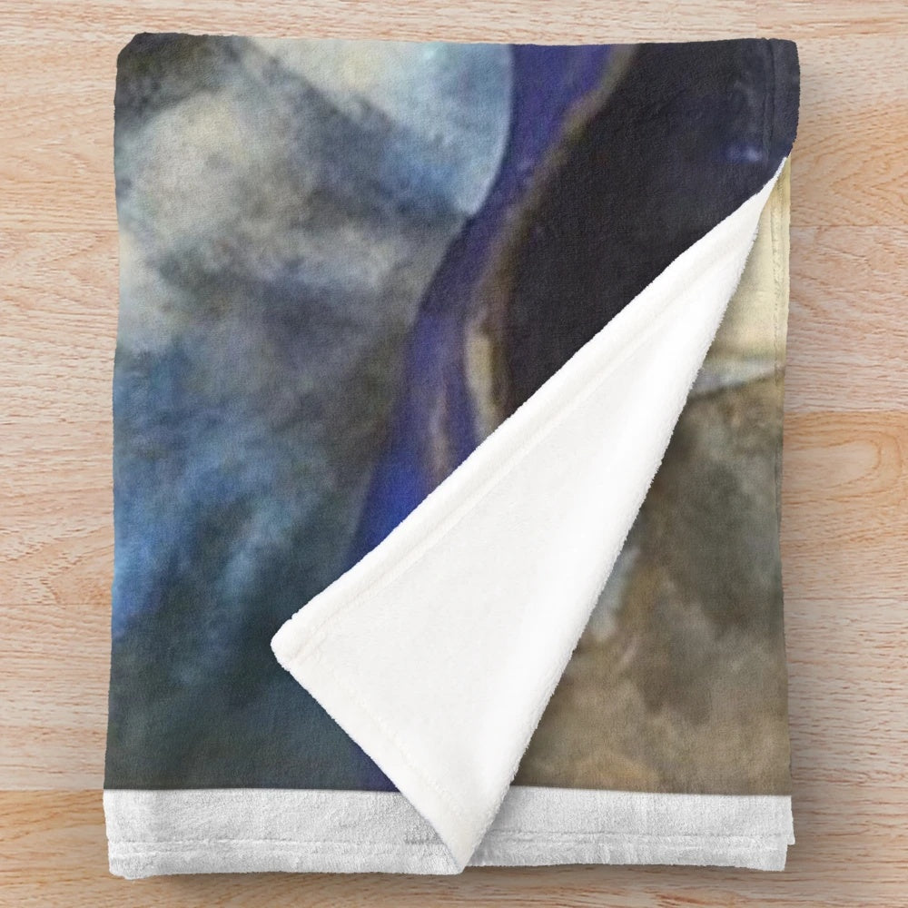 Aymeric and Hraesvelgr inspired plush blanket with blue and cartoon design