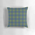 Ayrshire Scotland tartan plaid design blue and green throw pillow