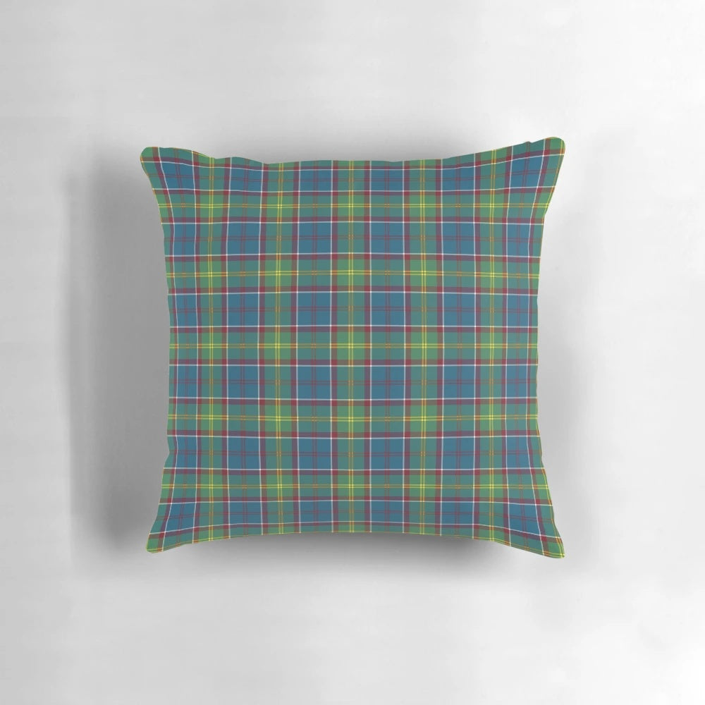 Ayrshire Scotland tartan plaid design blue and green throw pillow