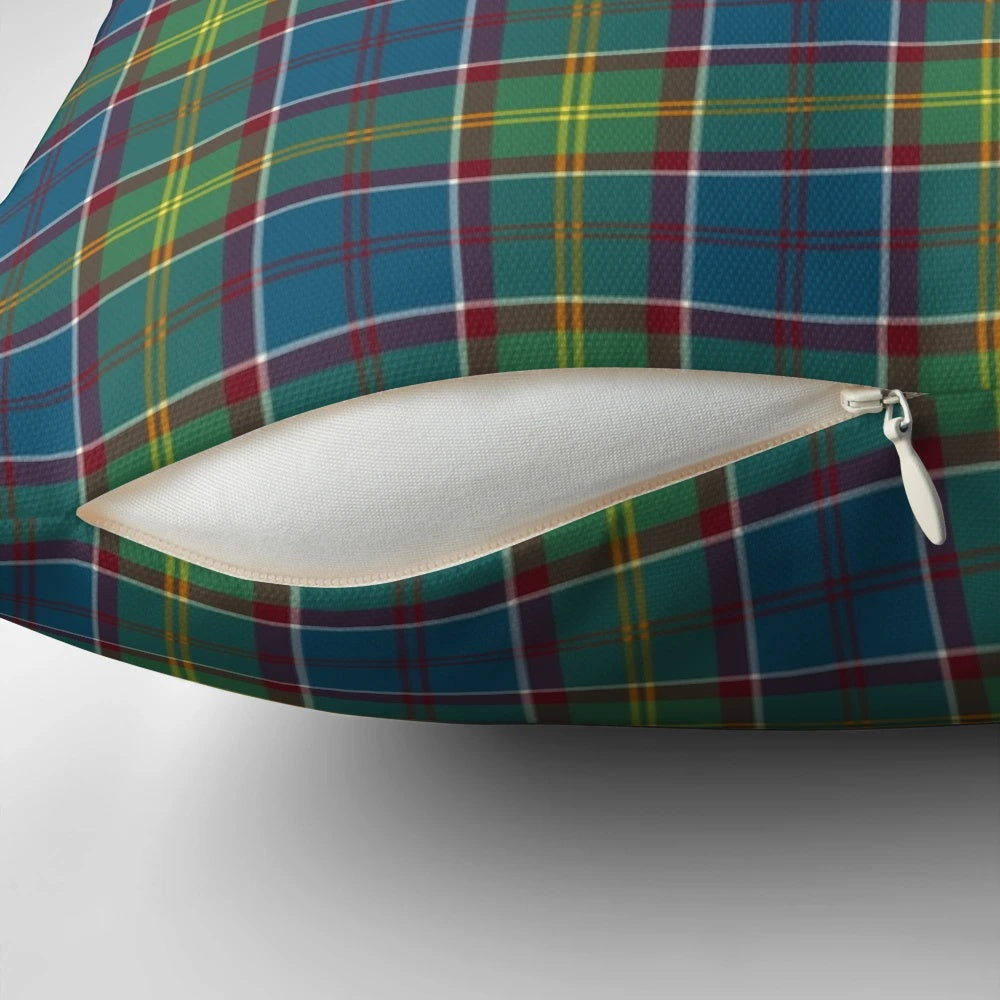 Ayrshire Scotland tartan plaid design blue and green throw pillow