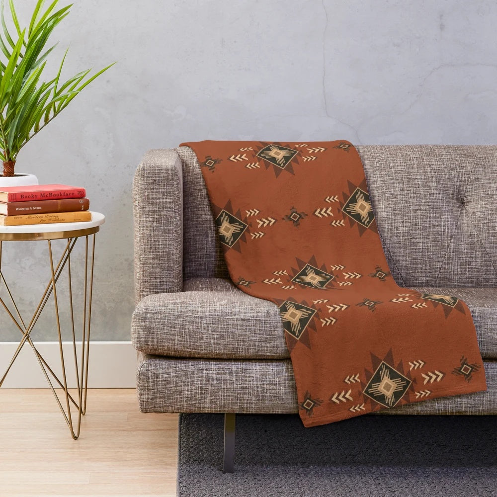 Aztec Navajo Plush Blanket with Seamless Pattern Design