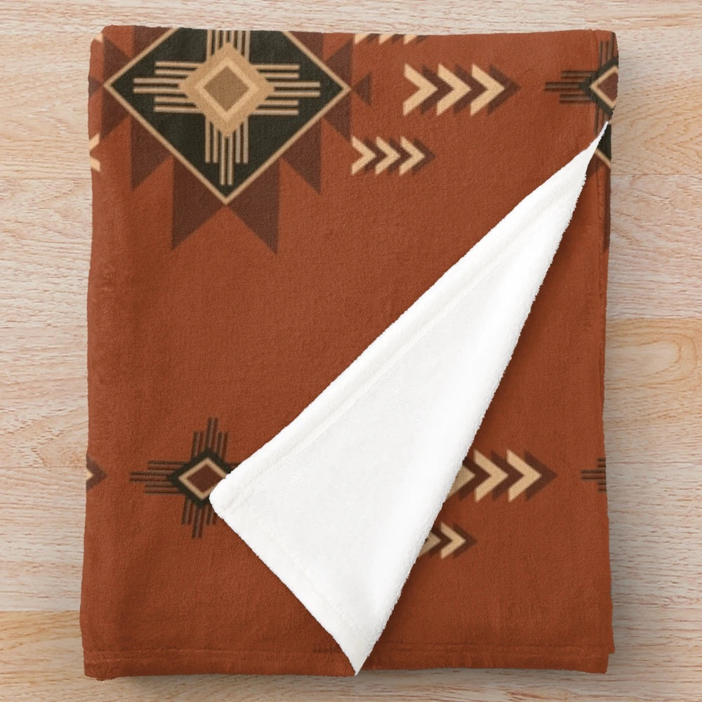 Aztec Navajo Plush Blanket with Seamless Pattern Design