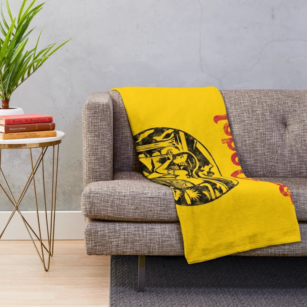 Aztec princess-inspired plush blanket featuring the worn and washed Topo Chico mineral water logo