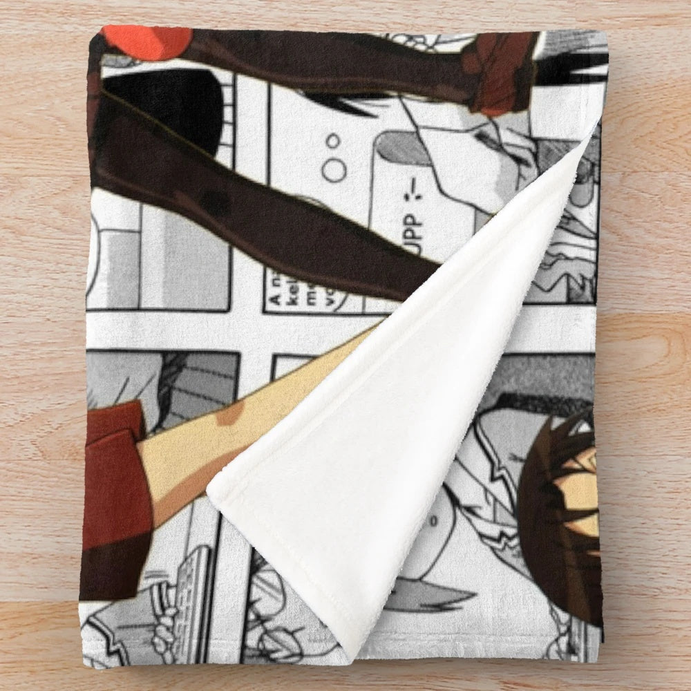 Azumanga Daioh inspired plush blanket featuring Chiyo Mihama and Kamineko the biting cat