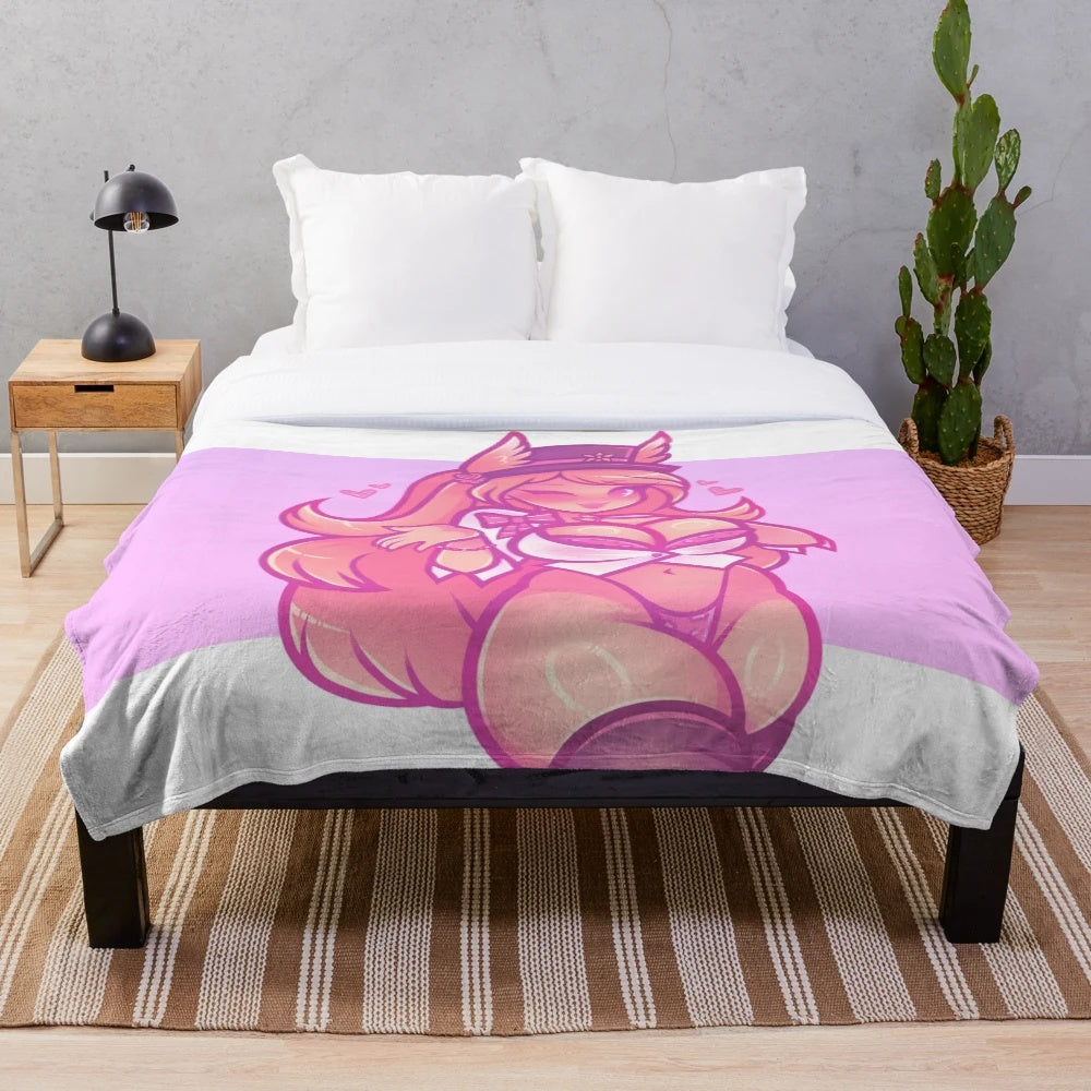 Azur Lane Nachi anime plush blanket featuring the character in a sexy bra design