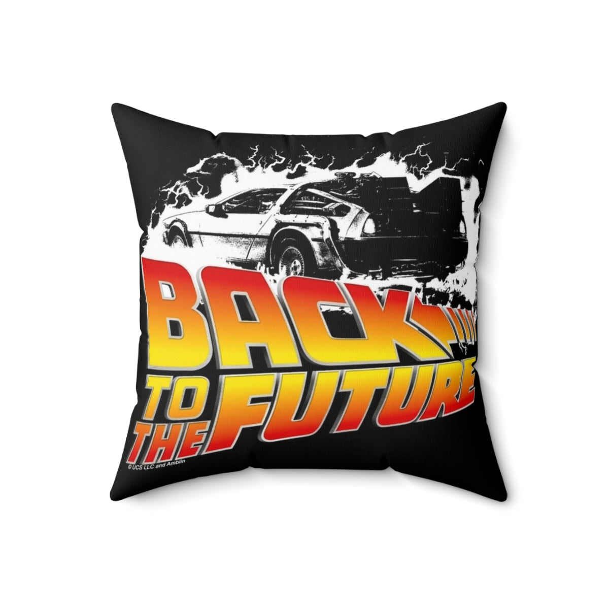 Back to the Future inspired DeLorean car stencil fan art pillow