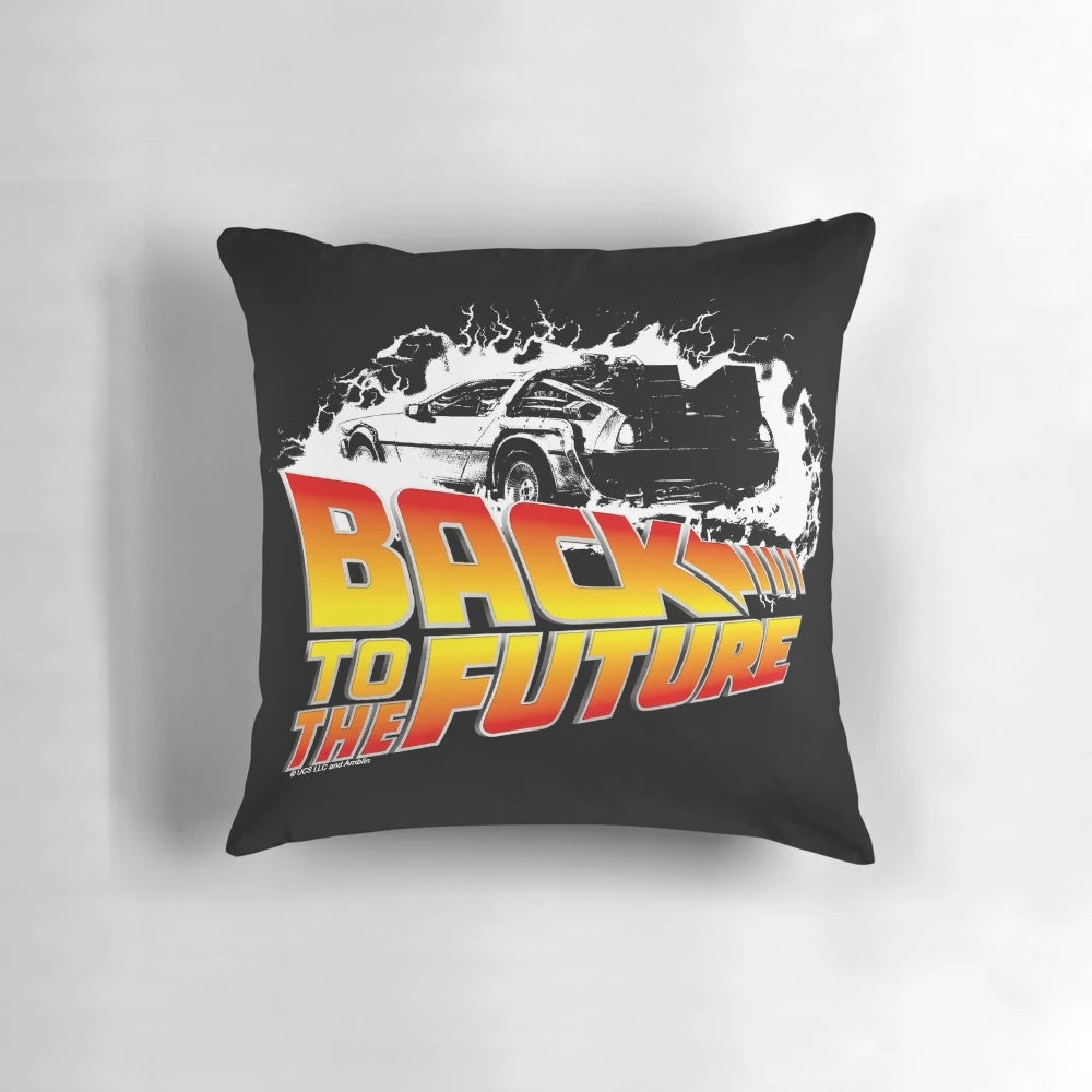Back to the Future inspired DeLorean car stencil fan art pillow