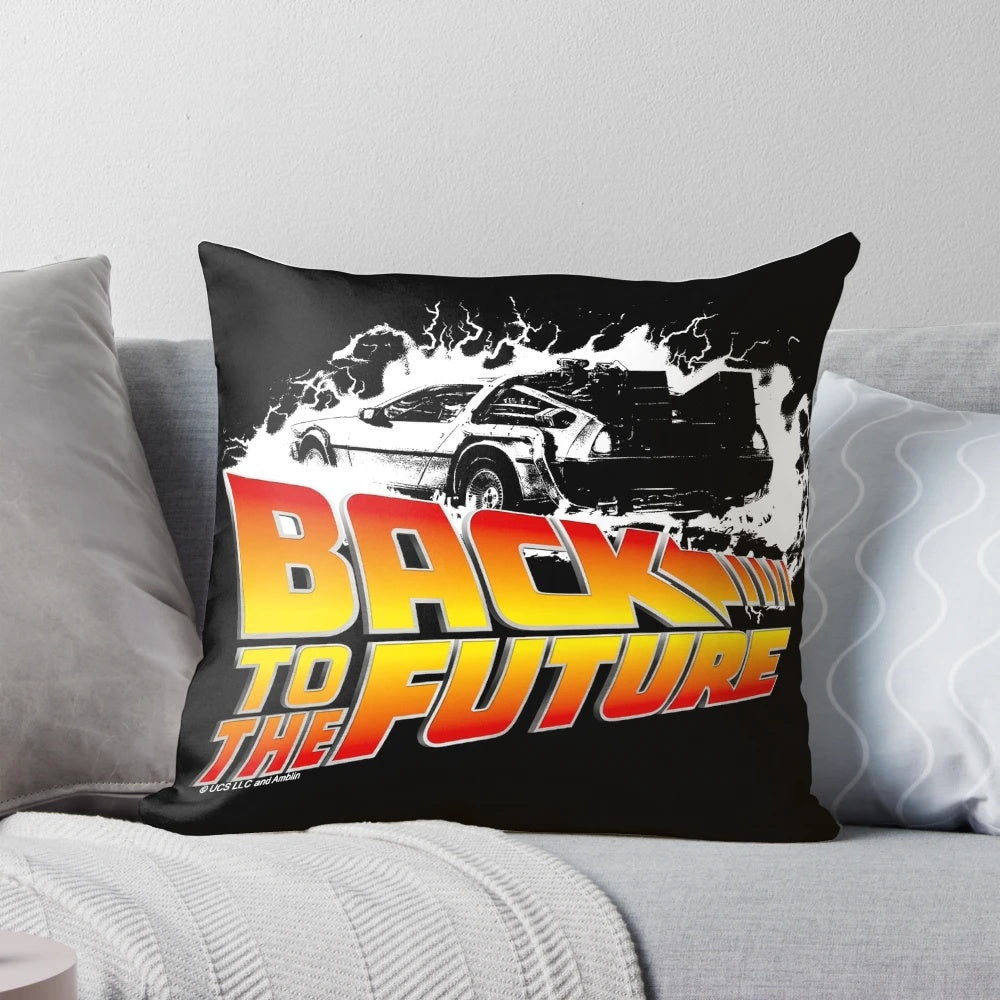 Back to the Future inspired DeLorean car stencil fan art pillow