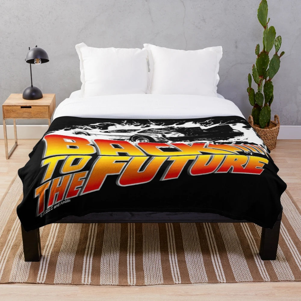 Back to the Future Delorean Stencil Plush Blanket